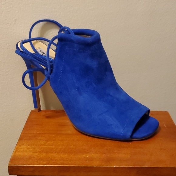 🥂🎉HP🎉🥂Steve Madden Blue Suede Lace Up Sandal - Picture 3 of 9